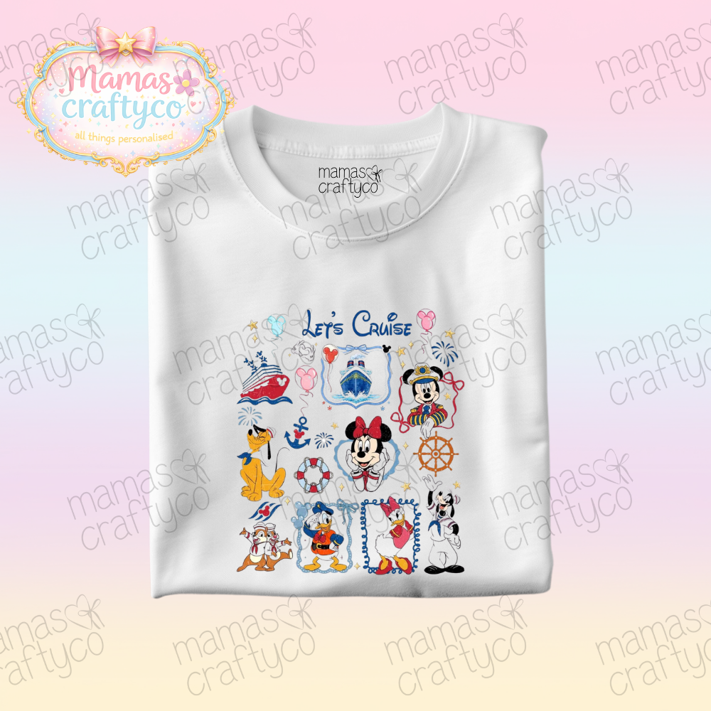 Personalised White Teeš¤ Cruise Mouse & Friends