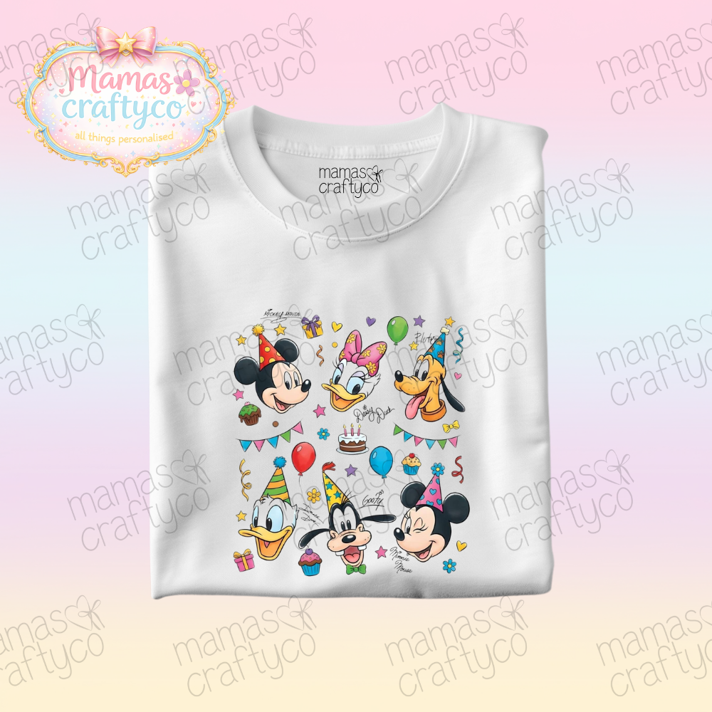 Personalised White Teeš¤ Birthday Mouse & Friends