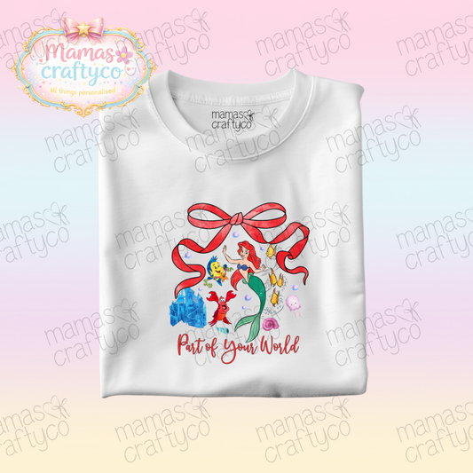 Personalised White Tee𑁤 Bow Ariel