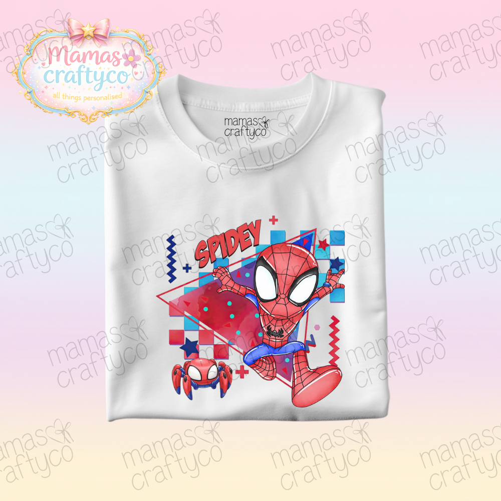 Personalised White Tee𑁤 Spidey
