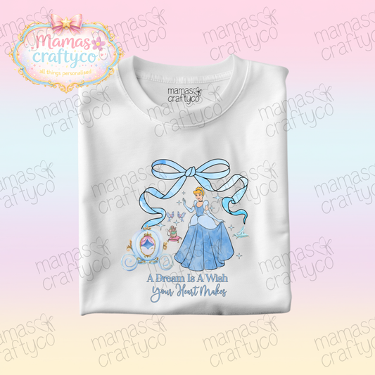 Personalised White Tee𑁤 Bow Cinderella
