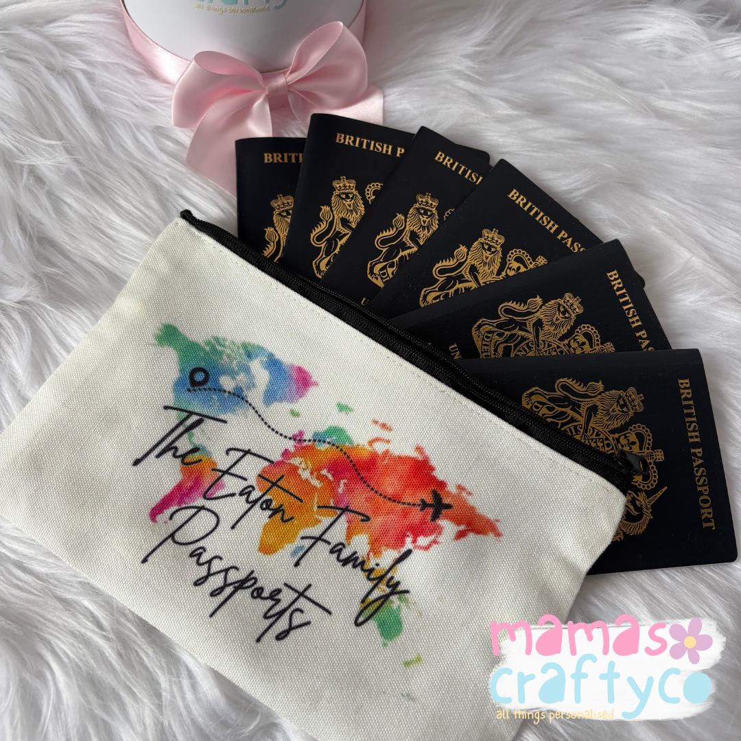 Multi-Coloured Map Passport Pouch