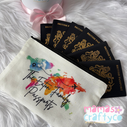 Multi-Coloured Map Passport Pouch