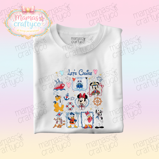 Personalised White Tee𑁤 Cruise Mouse & Friends