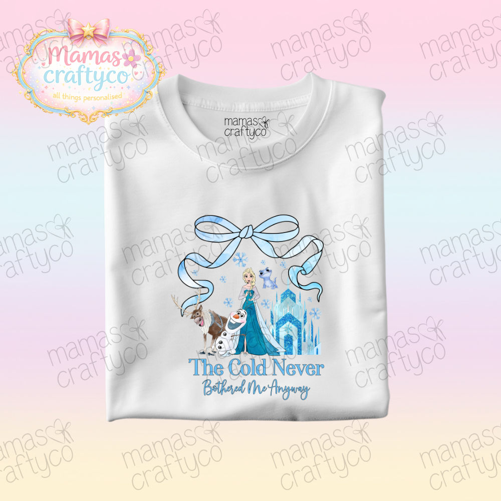 Personalised White Tee𑁤 Bow Elsa