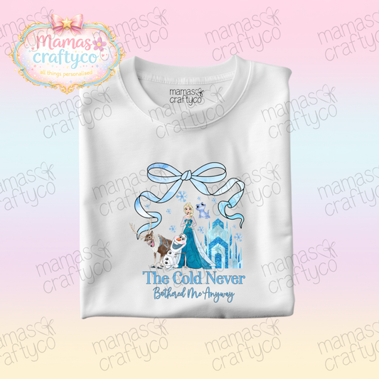 Personalised White Tee𑁤 Bow Elsa