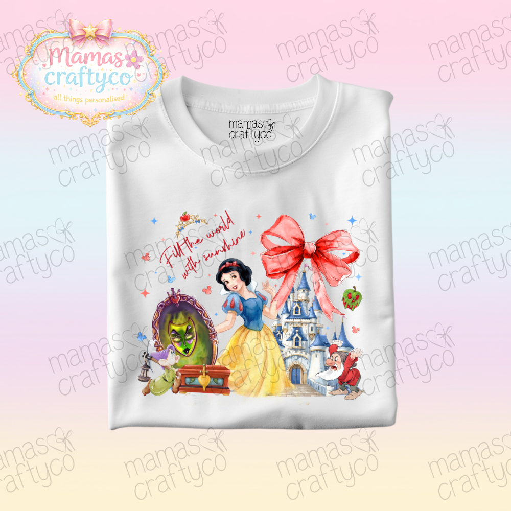 Personalised White Tee𑁤 Snow W Bow