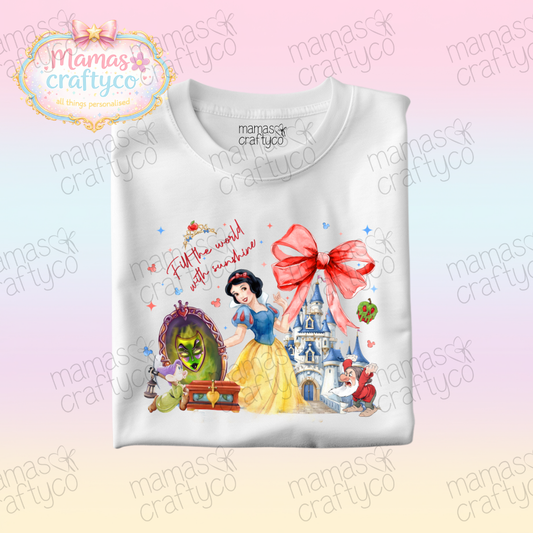 Personalised White Tee𑁤 Snow W Bow