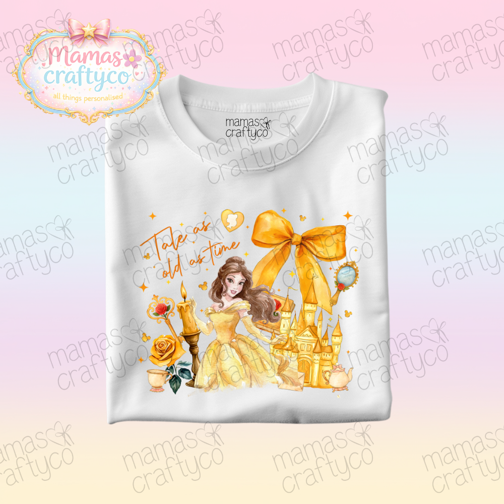 Personalised White Tee𑁤 Belle Bow