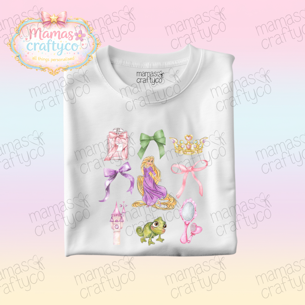 Personalised White Tee𑁤 Rapunzel