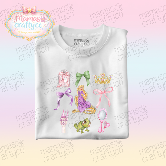 Personalised White Tee𑁤 Rapunzel