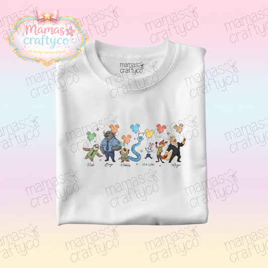Personalised White Tee𑁤 Zootopia Balloons