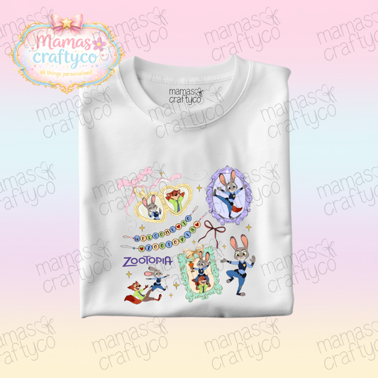 Personalised White Tee𑁤 Zootopia