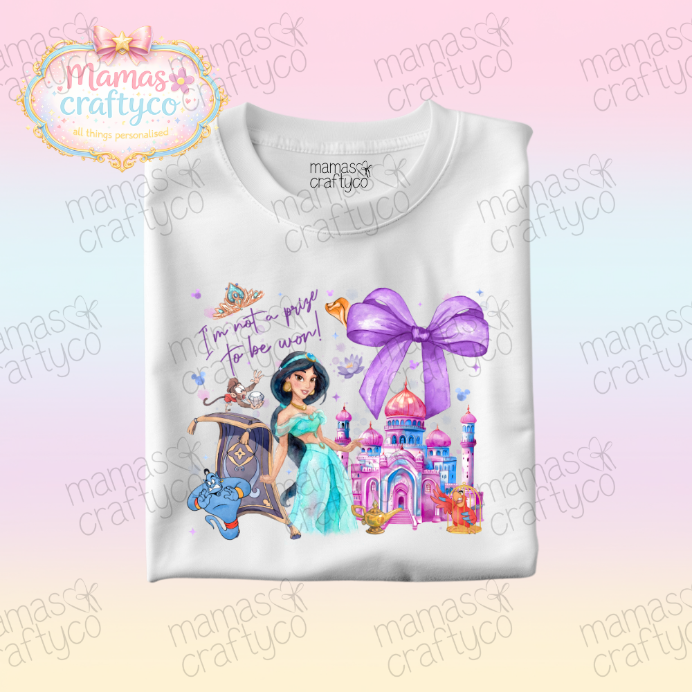 Personalised White Tee𑁤 Jasmine Bow