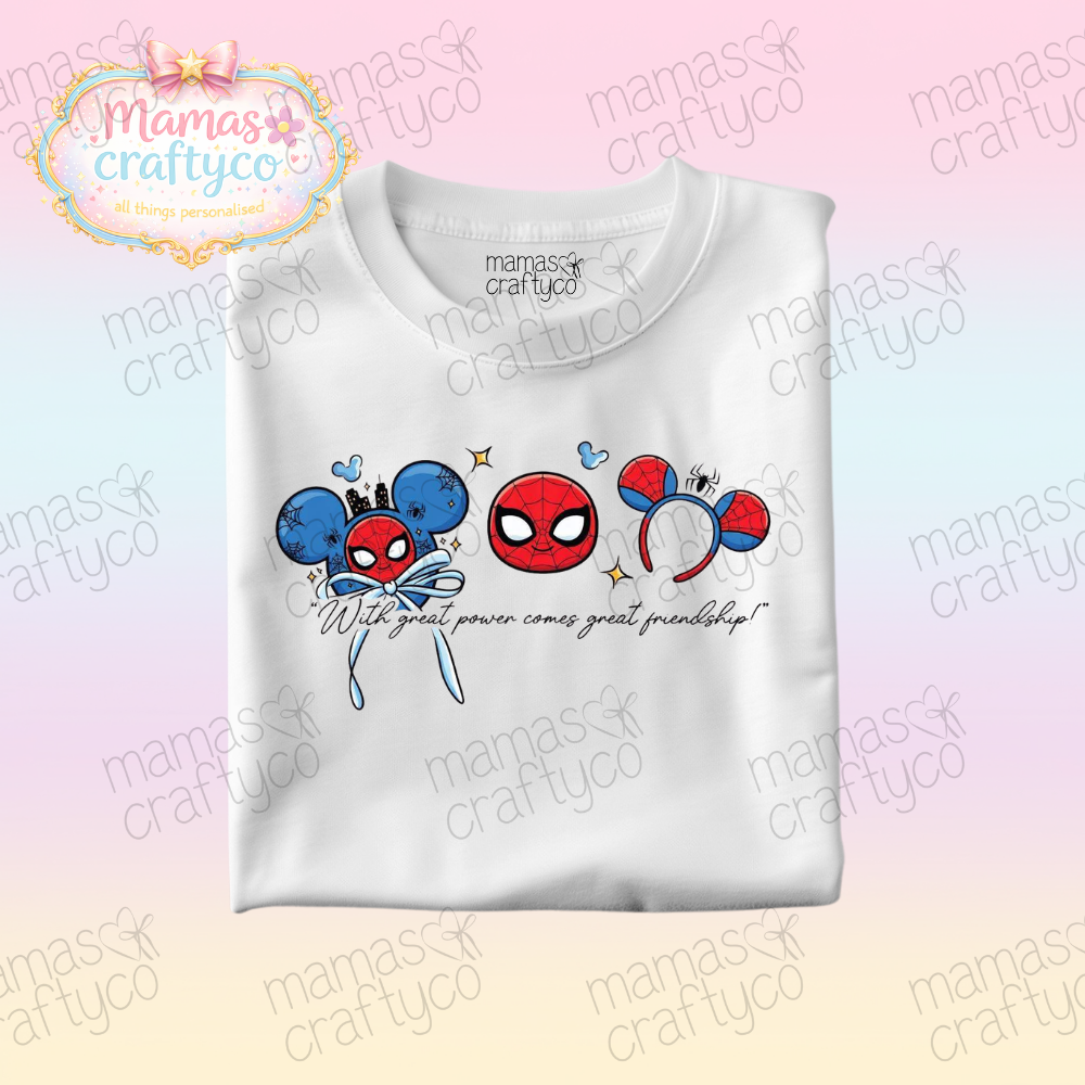 Personalised White Tee𑁤 Spider Ears No Bow