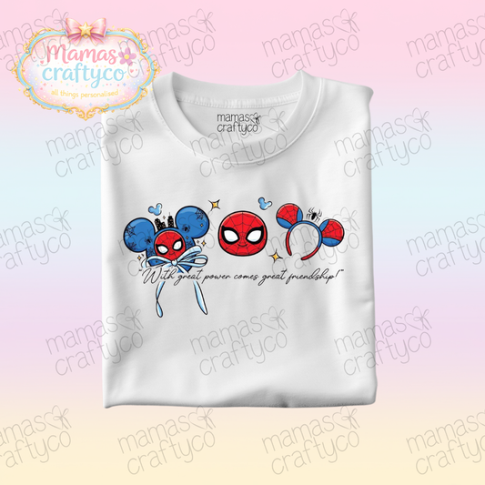 Personalised White Tee𑁤 Spider Ears No Bow