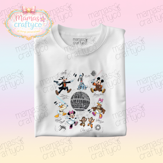 Personalised White Tee𑁤 StarWars Mouse & Friends